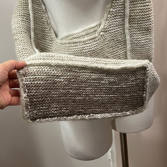 Hallow Out/ Hobo Knit Bag Cream Color L 11” H 9.5” W 5” drop 18” - Picture 3 of 16